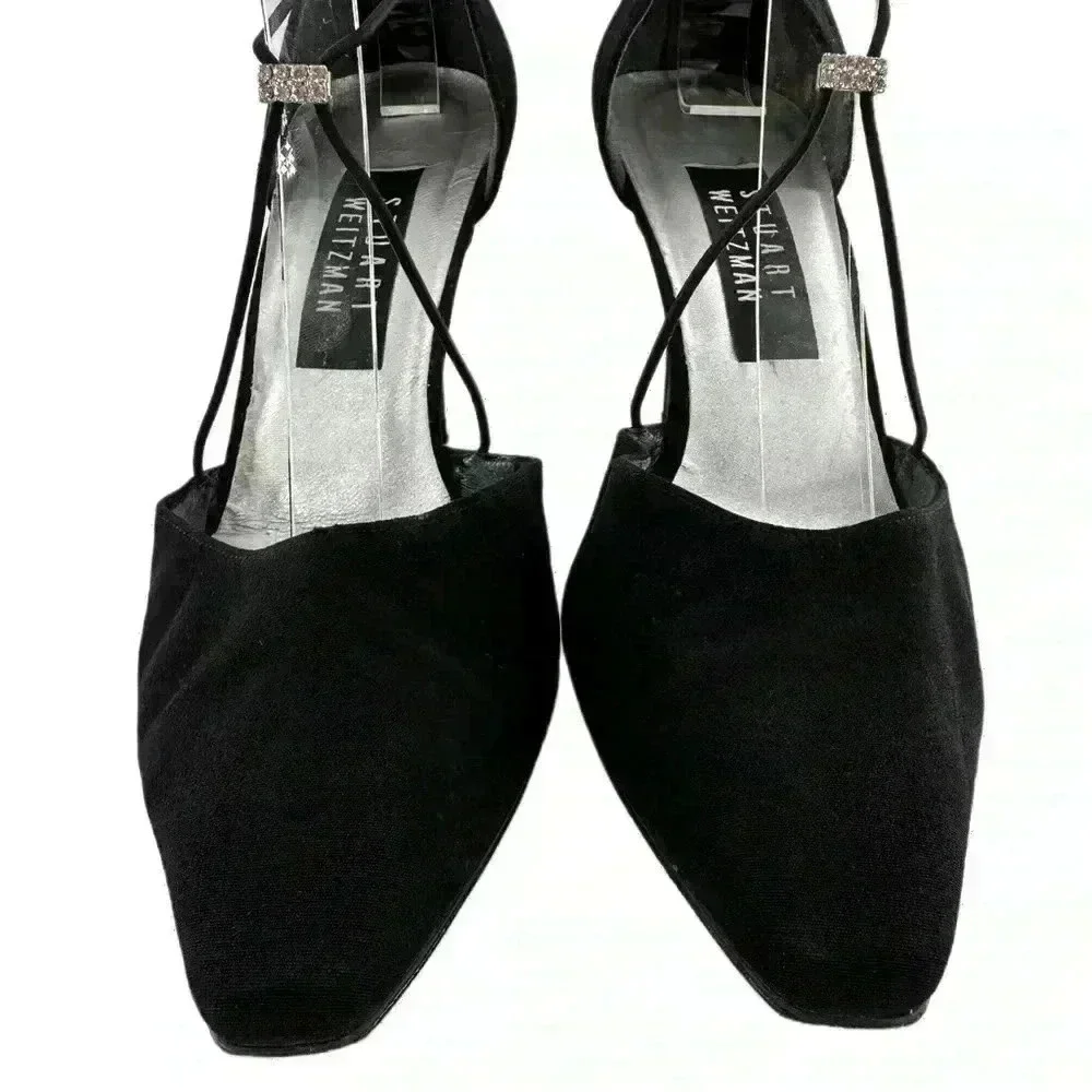 Stuart Weitzman heels 7 black gem mother of the bride formal party holiday